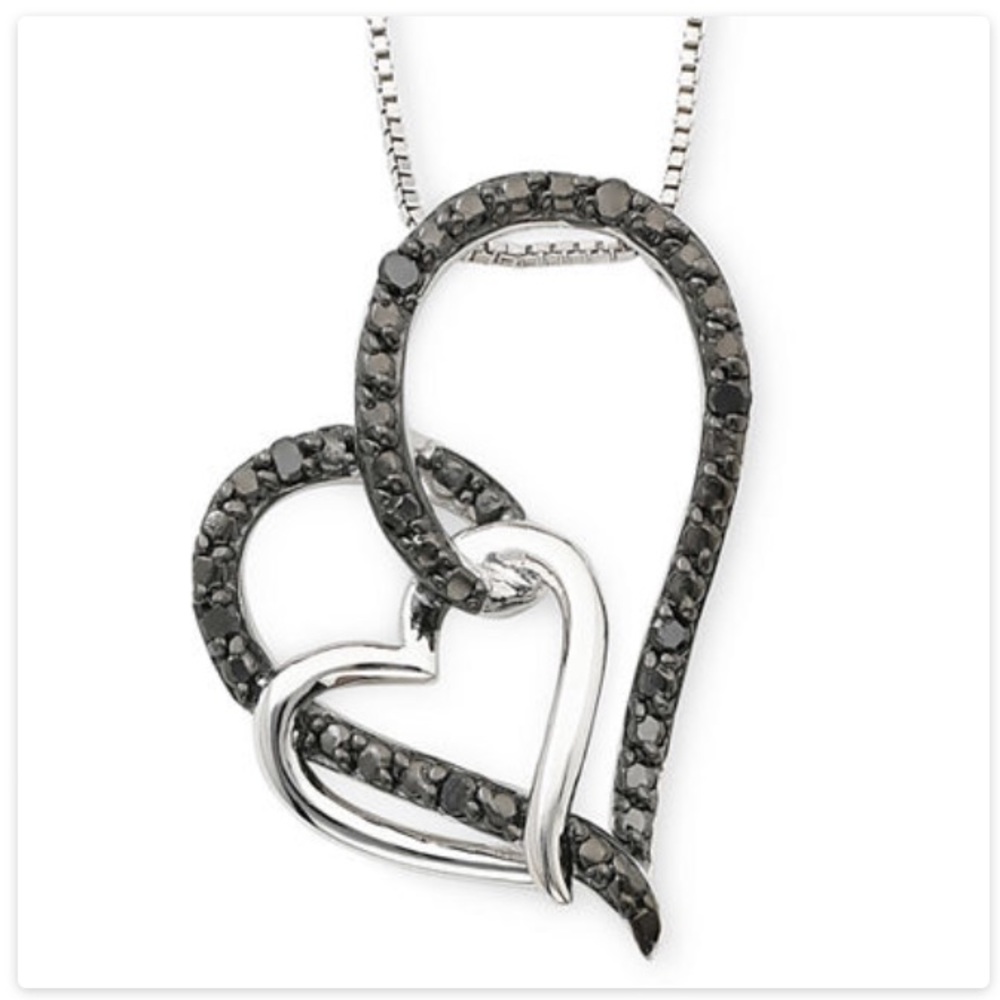BOGO Stunning Black Diamond DoubleHeart Necklace